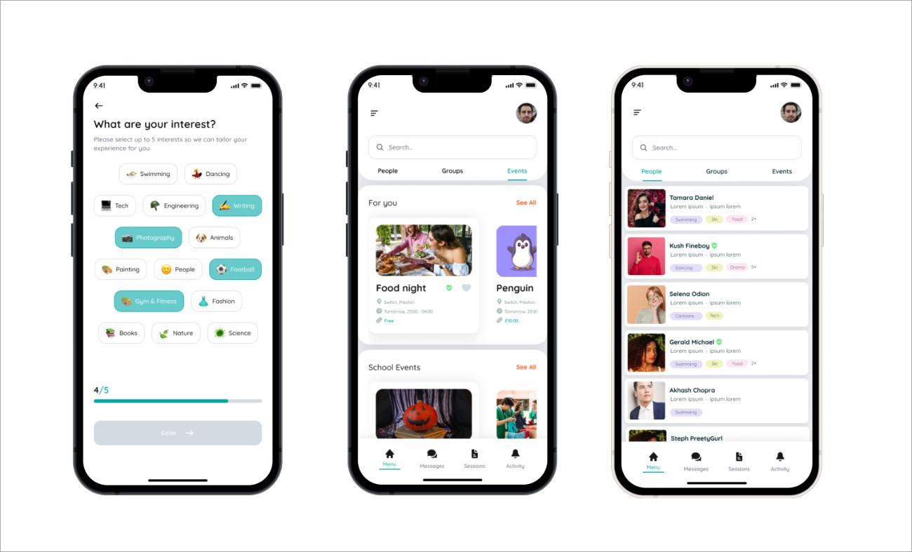 Some screens of Unibuddies