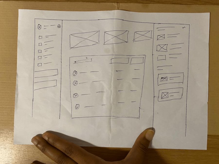 Hand-drawn wireframe sketches